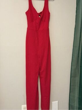 Crystal Sky Red Jumpsuit W/ Bow
